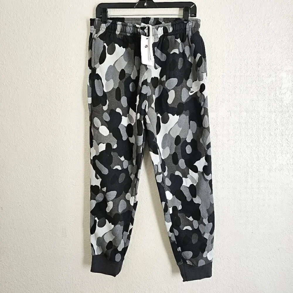 Nike Sportswear Club Fleece Joggers Pants Men's M Camo Black Grey FB9023-060